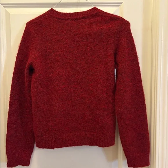 Simons Jewel Button Fuzzy Knit Sweater Red Size XS Statement Button Cardigan - Picture 4 of 13